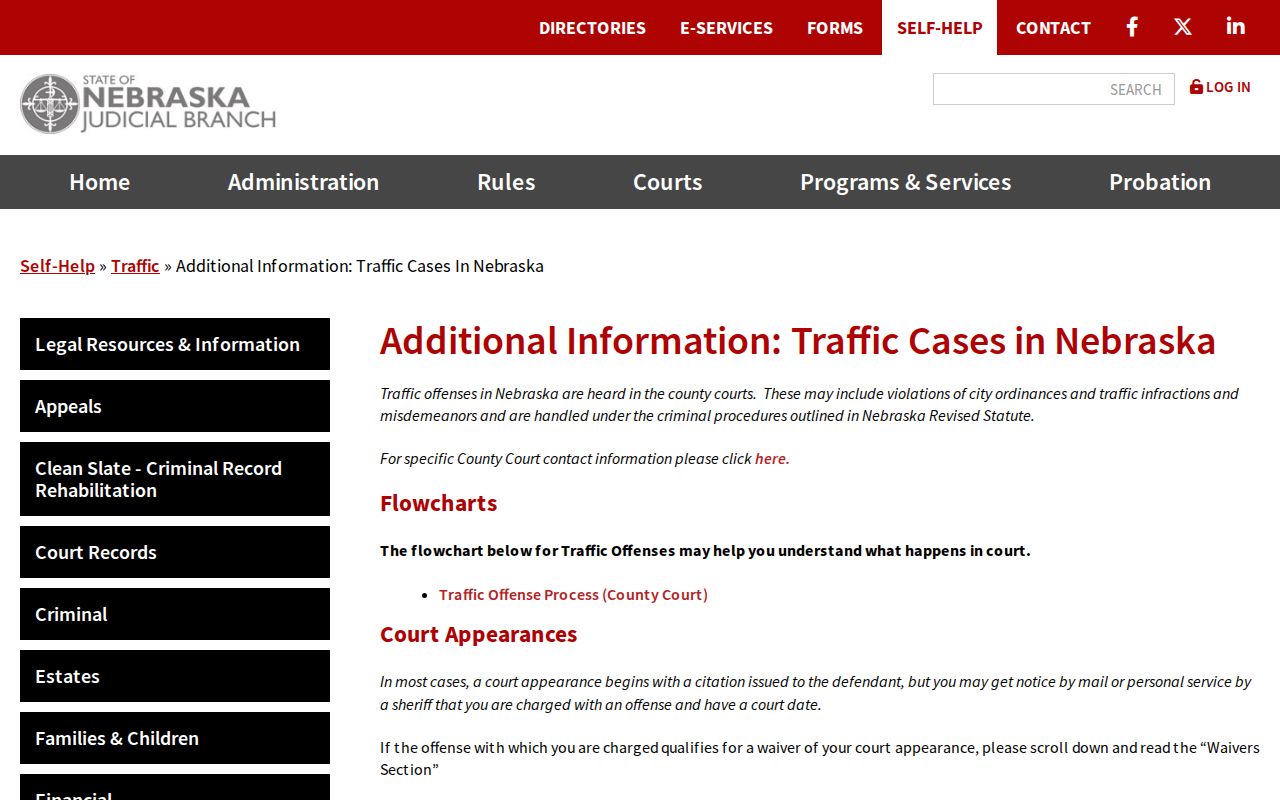 Nebraska traffic case guidance for Sioux County traffic warrants