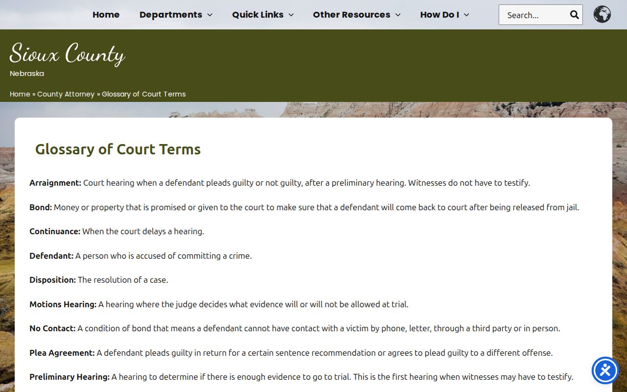 Sioux County local court terms for city court warrant records