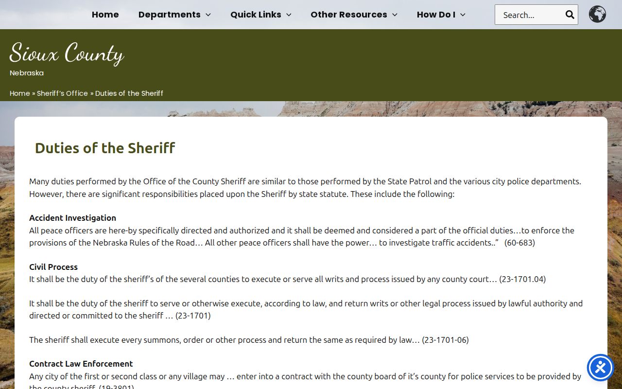 Sioux County Sheriff duties related to warrant records